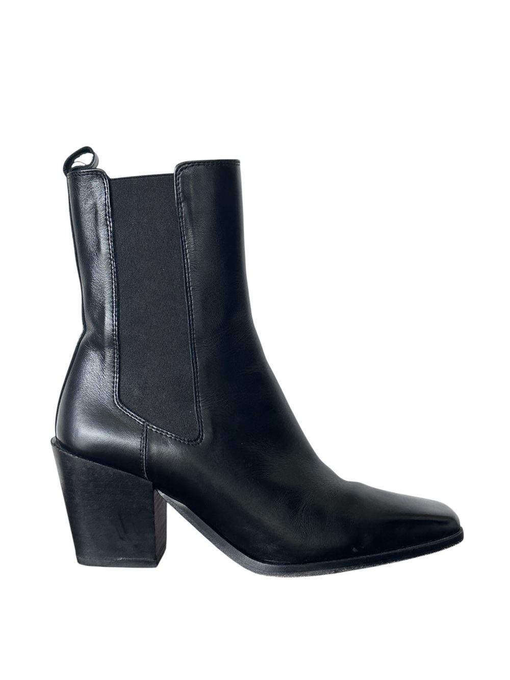 Thursday Boot Company Women's Black Leather Soho Boot Chelsea Square Toe 7.5
